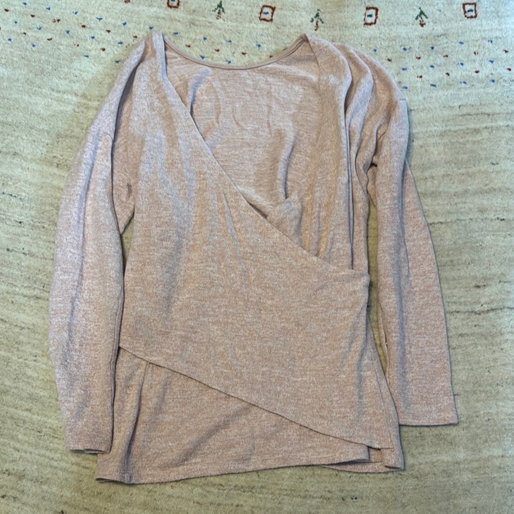J crew Long Sleeve Wrap-Style Women's Top in oatmeal reversible